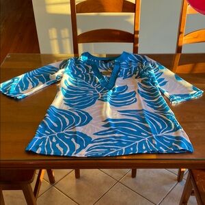Vibrant Blue Leaf Women's Swim Coverup
